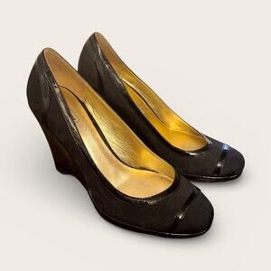 Coach Kerryann Black Wedge Signature Fabric & Patent Leather Womens 8 Y2K